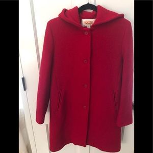LAST CHANCE Cranberry RED wool hooded coat